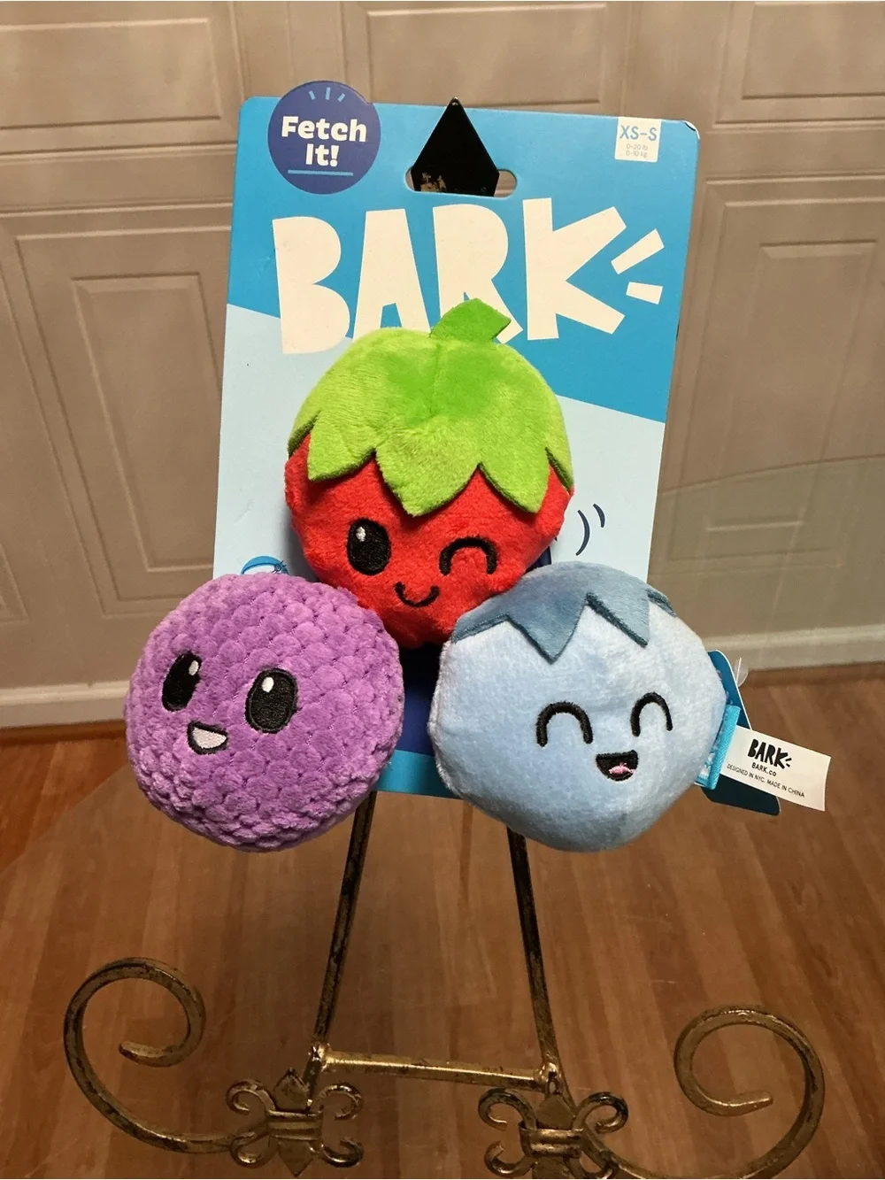 Bark Box Wild Berry Bunch Best Of Bark Plush Fetch 3 Piece S-M Dog Toy NWT